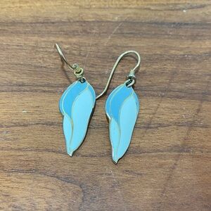 Laurel Burch Barbee's Blossom Gold Tone Dangle Earrings Vintage